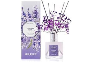 Airkeep Profumatore per Ambienti Lavender Field, Profumatore per Ambienti con 8 Bastoncini di Fragranza, Diffusore di Fragranze per Bagno, Appartamento, Decorazione Della Casa, 100ml