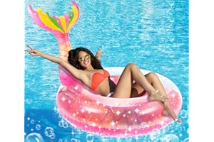 ‎OPHY Ophy Schwimmring für Erwachsene, Aufblasbarer Schwimmhilfe mit Funkeln Riese Schwimmring 105cm Meerjungfrau Schwimmreifen für Kinder und Erwachsene Pool Spielzeug für Sommer-Wassersport-Schwimmbad