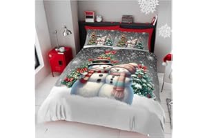 GC GAVENO CAVAILIA Christmas Duvet Cover King Size - Polyester Snow Bedding(230x220 cm) - Breathable Soft Quilt Cover King Bed with Pillowcases - Winter KingSize Bedding Bed Cover -Xmas Gift