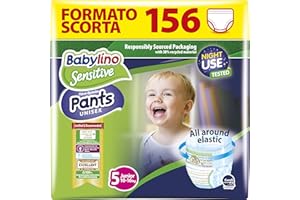 Babylino Sensitive Couches Culotte Taille 5, Pantalon Junior (10-16kg), 156 unités