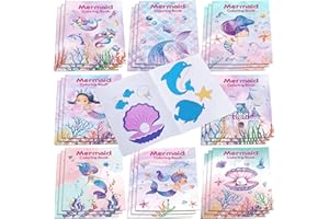 Faccito 24 Mini Libros de Colorear de Sirena para Niños Cuadernos de Colorear Páginas para Colorear Divertidas de Vida Marina bajo el Mar para Actividades Aula Cumpleaños Infantiles Arte (Sirena)