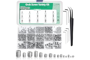 Nivithi 520pcs Grub Screws Assorted Set,M3 M4 M5 M6 M8 Cone Point Small Stainless Steel Screws,Grub Screw Kit for Door Handles,Fixtures,Repair,Assortment Box,GS2