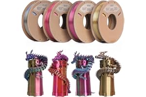 ‎ERYONE ERYONE PLA Filament 1.75mm, 3D Drucker filament bundle, Multi Color Pack 3D Printer Filament PLA +/-0.03mm,4x250g /Pack,Tri Silk PLA,Gold/silver/copper,red/blue/green,red/purple/gold,red/yellow/blue