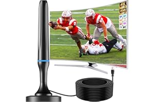 DGUPSP Antena TV Interior - Antena TV Portatil con Base Magnética Fuerte, Alcance de 80 KM, Compatible con 4K 1080P, Cable Coaxial de 3M, para Freeview y Canales Locales - Azul