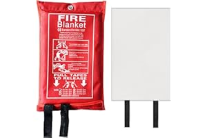 ATEK Fire Blanket 1x1m Emergency Fireproof Safety Blanket Fiberglass Quick Release for Kitchen Home Office Car BBQ High Temperature Resistance Up to 580°C