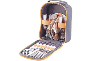 ‎PEARL PEARL Picknickset: Picknick-Set für 2 Personen: Gläser, Servietten, Teller, Besteck (Picknick Geschirr, Geschirr Set, Picknickrucksack)