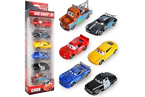 JUNMALLKO 6 Pièce Disney Cars, Car Véhicule, Voiture Jouets Cars, Disney Pixar Cars, Petite Voiture Enfant, Véhicules Sonores Cars, Lightning McQueen, Convient aux Enfants de Plus de 3 Ans