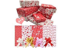 MQIAN Papel Regalo San Valentin 4 Hojas,Papel de Regalo San Valentin 70 x 50cm, Papel Para Envolver Regalos, Papel Envolver Regalos, para el día de San Valentín, Boda, Cumpleaños,Aniversario
