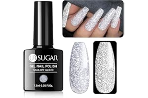‎UR SUGAR UR SUGAR 7,5ML UV Nagellack Glitzer Silber Shellac Holographisch Leuchtenden Diamant Gelnägel Reflective Glitter Gel Nail Polish Sparkle Funkeln Schellack Nagellack Glitzer Gel für Gelnägel