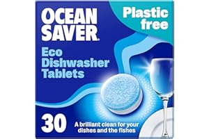 OceanSaver Eco-Friendly Dishwasher Tablets - Pack of 30 | Non-Toxic & Plastic-Free Dish Washing Tablets for Sustainable Cleaning | All in One Plant-Based Dishwasher Salt & Rinse Aid for Tough Stains