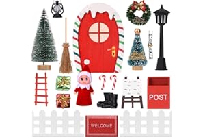 fioay Set Completo di 20PCS Porte Gnomi Porta Elfo Natale Accessori Elfo Natale Decorazioni Miniature Folletti Natalizi per Bambini Decorazione Natalizia