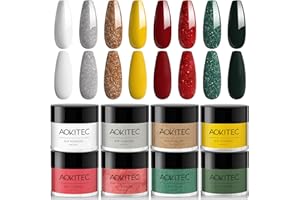 ‎AOKITEC Aokitec Dipping Powder, Adventskalender 2025 Frauen, 8 Christmas Colours Dip Acrylpulver Rot Glitzer Grün Nagelpulver Dip Nails System für Weihnachten, Weihnachtskalender 2025