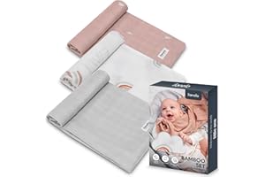 Lionelo Bamboo 3-częściowy zestaw muślinów dla niemowląt 70 x 70 cm 100% naturalna bawełna bambus, bezpieczne od pierwszego dnia życia, antybakteryjne Antybakteryjne Hipoalergiczne miękkie przewijak