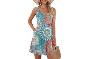AUSELILY T-Shirt Casual Estiva da Donna Abiti da Spiaggia Copricostume Abito a Tinta Unita a Pieghe