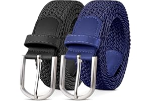 YOUCHAN 2er-Pack Gürtel für Damen und Herren Gürtel Elastische Flechtgürtel 3,3 cm Stretchgürtel mit Verstellbarer Dehnbarer Stoffgürtel Unisex