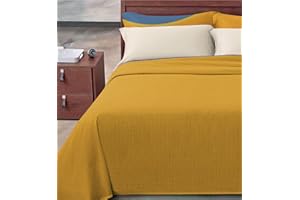 Passione per le tele COPRILETTO IN COTONE TINTA UNITA. Copriletto primavera/estate in piquet di cotone tinta unita millerighe leggero traspirante 8 colori disponibili (matrimoniale, oro)