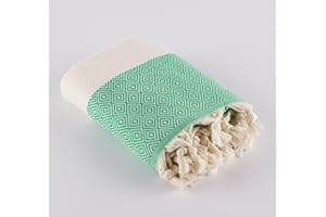 LUCIDUS 100x180 Strandtuch Hamamtuch Saunatuch Badetuch Picknickdecke Saunahandtuch Strandhandtuch%100 Baumwolle, Damen&Herren Extra Leicht (Dunkelgrün Diamant)