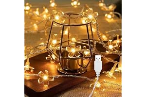 ENLACE Ljusslinga, körsbärsblommor, 3 m, 20 LED-ljusslinga, blommor med USB, varmvit blommor, ljusslinga för trädgård, bröllo