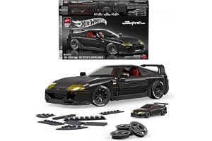 Mattel Brick Shop Hot Wheels '94 Toyota Supra MKIV byggset | 824 delar, realistiska detaljer, dekaler, metallbil i skala 1:64, för samlare och barn 10+, JKG40