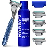 Harry's Plus - Starter Set for Men (Tide) - Premium Handle with 5 Razor Refills, 60ml Foaming Shave Gel and Travel Blade Cove