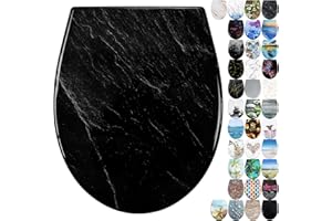 Fanmitrk Lunette de WC avec système d'abaissement automatique - En Duroplast - Montage par le haut - Démontage en un clic - Motif imprimé sur 3 côtés du siège de toilette (UF81924)