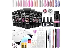 ‎PHOENIXY Poly Nagel Gel Set, Phoenixy Poly Nail Gelnägel Kit mit 36W UV/LED Lampe 9 Farben Nagelverlängerung Set mit Fake Nail Tips Manicure Tools Poly Nail Gel Selber Set Geschenk
