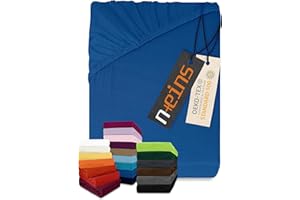 npluseins 159.192 Lenzuolo classico in jersey, 80-90 x 190 cm, 100% cotone, diversi colori e misure disponibili (blu reale)