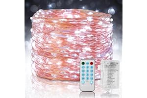 BITIWEND Lekki łańcuch 20M lekki łańcuch imprezowy Zimna biel 200 LED IP66 wodoodporny łańcuch świetlny LED zasilany bateryjnie 12 trybów na zewnątrz/wewnątrz, Boże Narodzenie, wesele, impreza