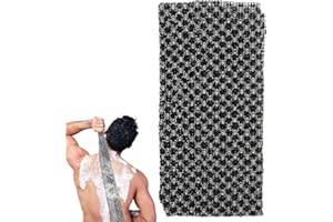 Eastrise Back Scrubber Exfoliating Towel,Japanese Bath Wash Scrub Cloth,Wash Cloth Body,Extra Long Exfoliating Washcloth,Exfoliating Body Scrubber for Men and Women Exfoliation(Black Grid/1pcs)