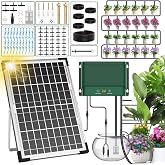 AnseTo Solar Irrigation System 10W Garden Kit Drip Irrigation Outdoor Tube | Efficient Solar Drip Irrigation Timer for Holida