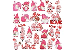 MEIEST 24 PCS Valentine's Day Gem Diamond Painting Stickers Kit,Mosaic Stickers by Numbers Arts and Crafts Set for Kids,Creative Handmade Decorations Gift