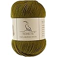 TEHETE 100% Merino Wool Yarn for Knitting 3-Ply Luxury Warm Soft Lightweight Crochet Yarn(Qiuxiang Green,1Ball)