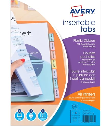 Intercalaire Plastique DURABLE A4 PP 20 Positions Avec Onglets Colorés Et Numérotés