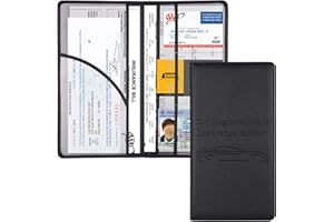 Cacturism Car Registration and Insurance Holder, Vehicle Glove Box Car Organizer Men Women Wallet Accessories Case with Magnetic Shut for Cards, Essential Document, Driver License, Black