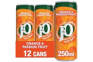 J2O Fruit Juice, Orange and Passionfruit, 250ml Cans (Pack of 12)