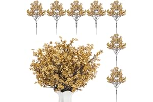 ‎XIALVYU Xialvyu Künstliche Blumen, 21 Stück Schleierkraut Künstlich Gypsophila Blumen für DIY Hochzeit Blumenstrauß Party Tisch Centerpieces Blumenarrangements Home Weihnachten Dekoration(Gold)