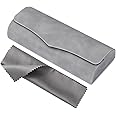 Vemiss Hard Shell Glasses Case, Portable Eyeglasses Case with Cleaning Cloth for Men Women