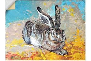 ‎ARTLAND ARTland Wandbild selbstklebende Vinylfolie 60x45 cm Wandtattoo Feld Tiere Hase Dürer Feldhase Farbe U5BH