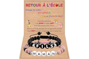 SUNSH Cadeaux Pour Maman Papa Fille Fils,Cadeaux Pour La Retour à L'école,Bracelet Pour Mère Fille,Père Fille,Bracelet Pour Retour à L'école/Premier Jour D'école/Anniversaire,Bracelet Gravé En Pierre