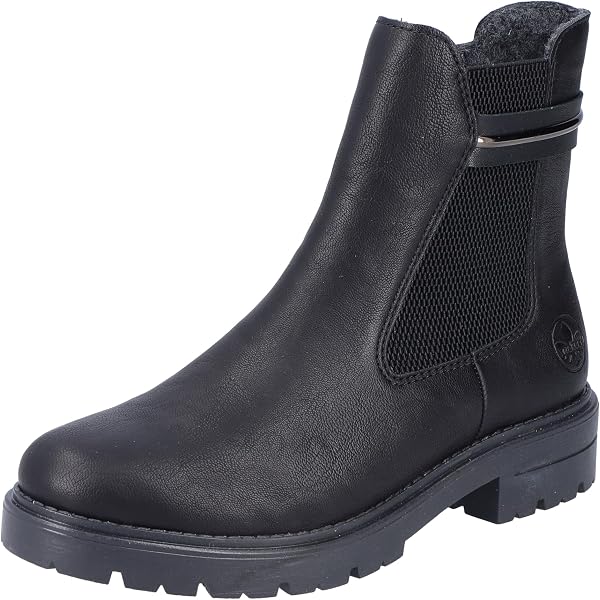 Bottines Chelsea Femme Rieker Y6151 – Noir Avec Doublure Chaude – Semelle Antidérapante – Taille Normale (Weite F 1/2) - 14