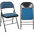 ARIANA HOMEWARE Folding Chairs Padded Fabric Seat - Heavy Duty Metal Frame - Multi-Purpose Foldable Backrest Chair - Easy Fold & Store Cushioned Seats (Cyan, 1 x Chair)