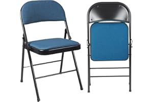 ARIANA HOMEWARE Folding Chairs Padded Fabric Seat - Heavy Duty Metal Frame - Multi-Purpose Foldable Backrest Chair - Easy Fold & Store Cushioned Seats (Cyan, 1 x Chair)