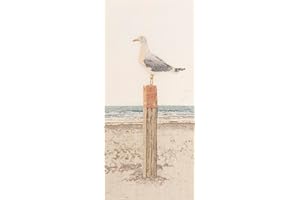 THEA GOUVERNEUR SINCE 1959 Thea Gouverneur - Counted Cross Stitch Kit - Seagull - Linen - 32 Count - Embroidery Kit for Adults - DMC Embroidery Threads and Other Cross Stitch Supplies Included - 1062