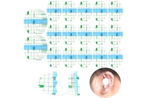 Aolso Pokrowce na uszy pod prysznic, 100 szt. wodoodpornych ochraniaczy uszu, jednorazowe naklejki na uszy z bawełnianymi zatyczkami do uszu dla dorosłych, ochraniacze uszu do pływania, kąpieli i