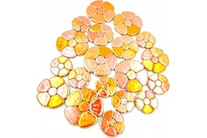 BTMIEY Azulejos de mosaico de cerámica iridiscentes al azar de 500 g para manualidades, piezas de mosaico de flores de 3 tamaños para obras de arte, marcos de fotos, tazas, macetas, peceras, jarrones, hacer