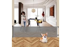 BECROWM 300cm/118 Inch Extra Wide Retractable Baby Gate for Large Openings, Safety Baby Gate for Doorways, Extra Long Dog Gates for Indoor, Outdoor, Child Gates for Wide Openings (Grey, 300cm)