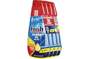 Finish Powergel gel détergent pour lave-vaisselle, liquide, multi-actions, pouvoir dégraissant, citron, 120 lavages, 4 confections de 30 lavages