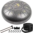 Steel Tongue Drum, AKLOT 10 inch 11 Notes Tank Drum C Key Percussion Steel Drum Kit w/Drum Mallets Note Stickers Finger Picks Mallet Bracket and Gig Bag