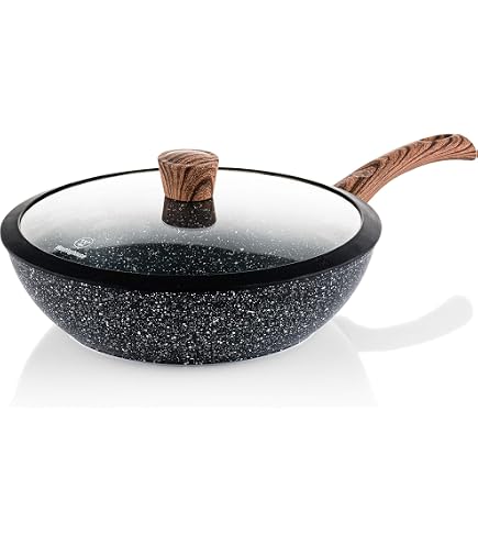 Westinghouse Sauteuse Induction 28 Cm Avec Couvercle - Édition Spéciale Revêtement Marbre Anti-Adhésif, Compatible Tous Feux, Cuisson Saine Et Facile
