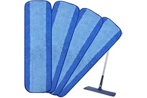 ANBOO 4 Pack Microfiber Cleaning Pads for Spray Mop Replacement Pads, Mop Heads Replacement Pad Cloths for Microfibre Mop, Machine Washable & Reusable Mop Refills Cleaning Pads